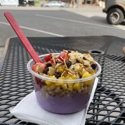 Marmots Acai - Ube Bowl in outdoor seating area