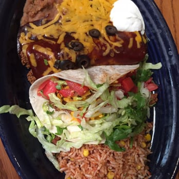Merry Piglets Mexican Grill - My enchilada and taco meal (the beans are really good too!). - Mexican Near Me - Jackson, Wyoming