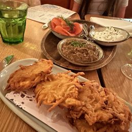Latkes with three choices of toppings! Latkes with three choices of toppings!