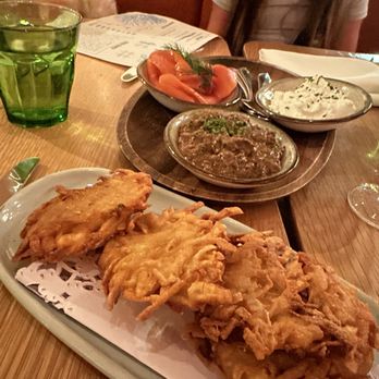 Acadia - Latkes with three choices of toppings! - Mediterranean Near Me - New York, New York Acadia - Latkes with three choices of toppings! - Mediterranean Near Me - New York, New York