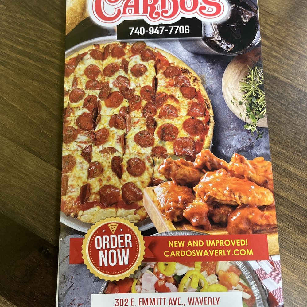 Cardo's Pizza - Front cover of menu - Pizza Near Me - Waverly, Ohio Cardo's Pizza - Front cover of menu - Pizza Near Me - Waverly, Ohio