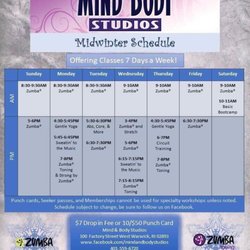 Mind and Body Studios - Mind and Body Studios Class Schedule 2019