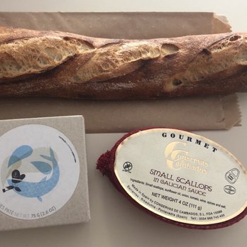 Gusto Bread - Baguette with cans of sardine pate and small scallops - Bakeries Near Me - Long Beach, California