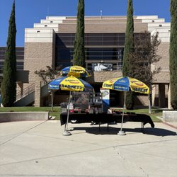 Smiley's Hot Dogs - Sabrett umbrella's in front of the PAC at Moorpark College.