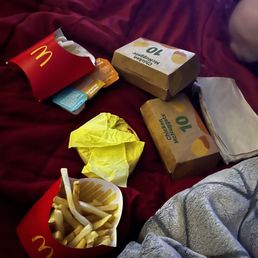 Mc double McChicken 20 piece nugget two medium fry, large sprite, large orange juice Mc double McChicken 20 piece nugget two medium fry, large sprite, large orange juice