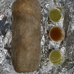 Lengua Burrito with green and red salsas Lengua Burrito with green and red salsas