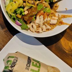 Chopped Leaf - Bangkok Bowl and Cesar Chicken Salad Wrap.