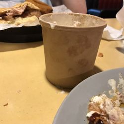 RibCrib BBQ - Container full of watery cheese