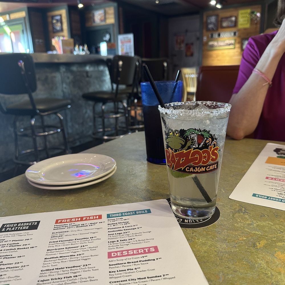 Razzoo's Cajun Cafe - Margarita on the rocks and Iced Tea. - Cajun/Creole Near Me - Round Rock, Texas