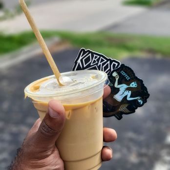 Kobros Coffee - Salted Caramel Iced Latte w/ Oatmilk and STICKERS! :) - Coffee & Tea Near Me - Norfolk, Virginia Kobros Coffee - Salted Caramel Iced Latte w/ Oatmilk and STICKERS! :) - Coffee & Tea Near Me - Norfolk, Virginia
