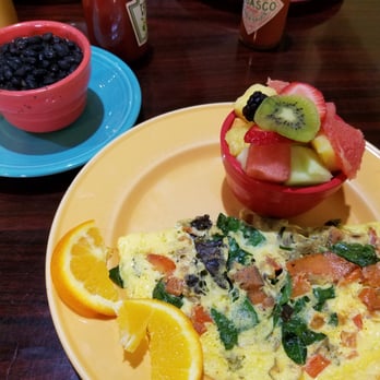 Blackbird Café - Roasted veggie omelet with fruit and black beans. - Cafes Near Me - Long Beach, California Blackbird Café - Roasted veggie omelet with fruit and black beans. - Cafes Near Me - Long Beach, California