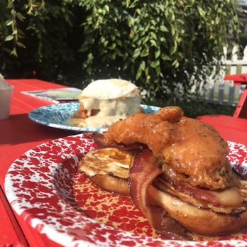 HenDough - Egg in a basket - donuts with fried egg in the middle, bacon, fried chicken, and syrup! - Donuts Near Me - Hendersonville, North Carolina HenDough - Egg in a basket - donuts with fried egg in the middle, bacon, fried chicken, and syrup! - Donuts Near Me - Hendersonville, North Carolina