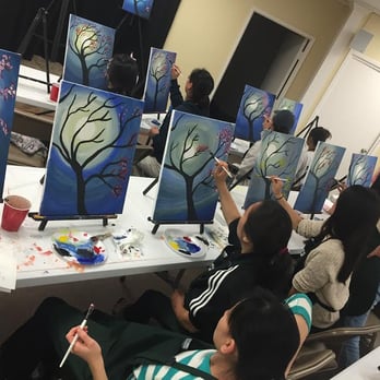 Palette Passions Studio - paint party in progress, San Marcos, art class, painting with palette passions - Art Classes Near Me
