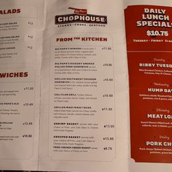 Big Papas Chophouse - Big Papa's Lunch Menu 6/9/22