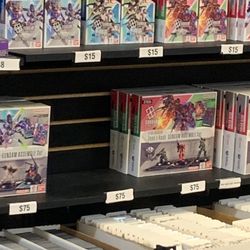 A shelf at Through the Decades with Special Edition starter sets priced at $75, more than double the MSRP.