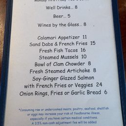 Happy hour menu Happy hour menu