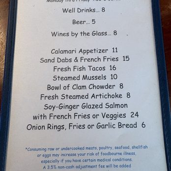 Sandbar & Grill - Happy hour menu - Seafood Near Me - Monterey, California Sandbar & Grill - Happy hour menu - Seafood Near Me - Monterey, California