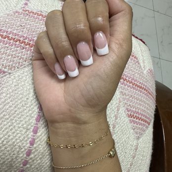 A-List Nails Spa - Nicely filed and shaped white tip gel Mani by Cindy. - Nail Salons Near Me - Fullerton, California