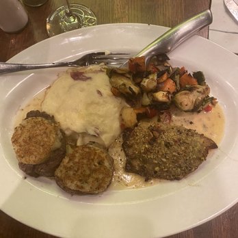 Cooper’s Hawk Winery & Restaurant - Surf & Turf- Parmesan - Crusted Filet Medallions and Pistachio - Crusted Grouper - New American Near Me - Orlando, Florida