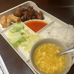 Tea Cafe On the Corner - A box is the way to go. Soup of the day! I always check before hand. Egg drop soup (the hot sour soup isn't a fav) Soup of The Day