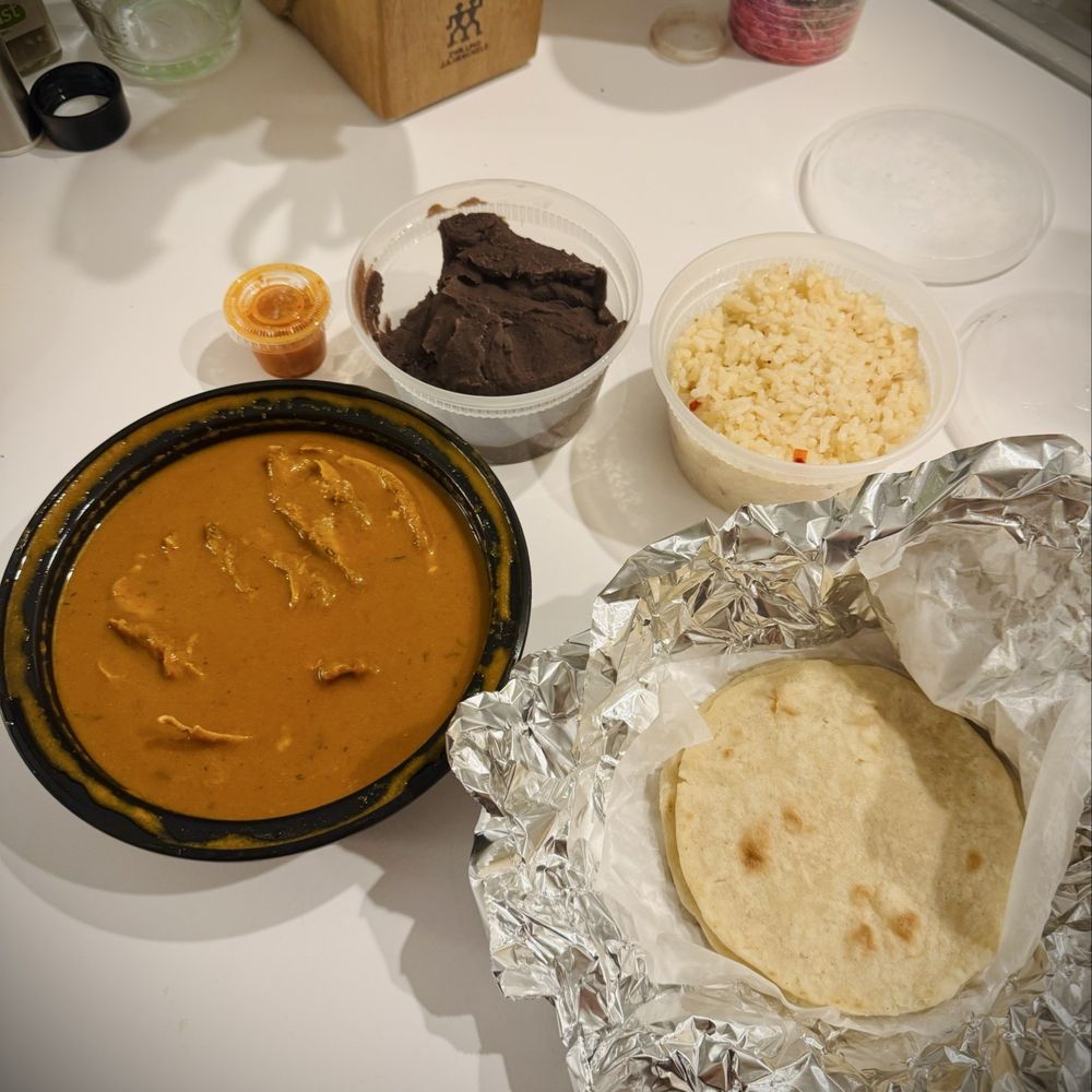 Kaq'ik de Pavo (comes with rice and tortillas) and frijoles volteados Kaq'ik de Pavo (comes with rice and tortillas) and frijoles volteados