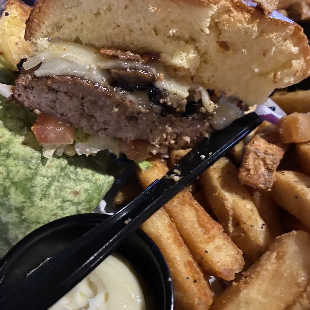 Our Bar - Half a portobello burger with fries - Bars Near Me - Reno, Nevada Our Bar - Half a portobello burger with fries - Bars Near Me - Reno, Nevada