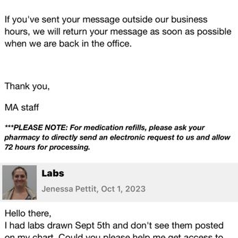 Seattle Performance Medicine - Labs taken and never sent to be tested. With out anyone informing me. No information via email or portal that they were not sent. - Sports Medicine Near Me - Seattle, Washington Seattle Performance Medicine - Labs taken and never sent to be tested. With out anyone informing me. No information via email or portal that they were not sent. - Sports Medicine Near Me - Seattle, Washington