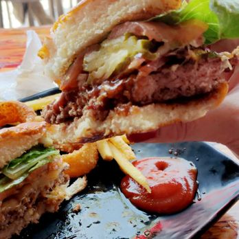 Crazee Burger - This *was* the TEXAS! Hardwood smoked bacon, Cheddar cheese & their secret hickory BBQ sauce! - Burgers Near Me - San Diego, California