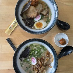 Ichiddo Ramen - Roseville - Niku Soba Ramen on the bottom and I can't remember what my friend ordered on the top. Niku Soba ramen is my fav!