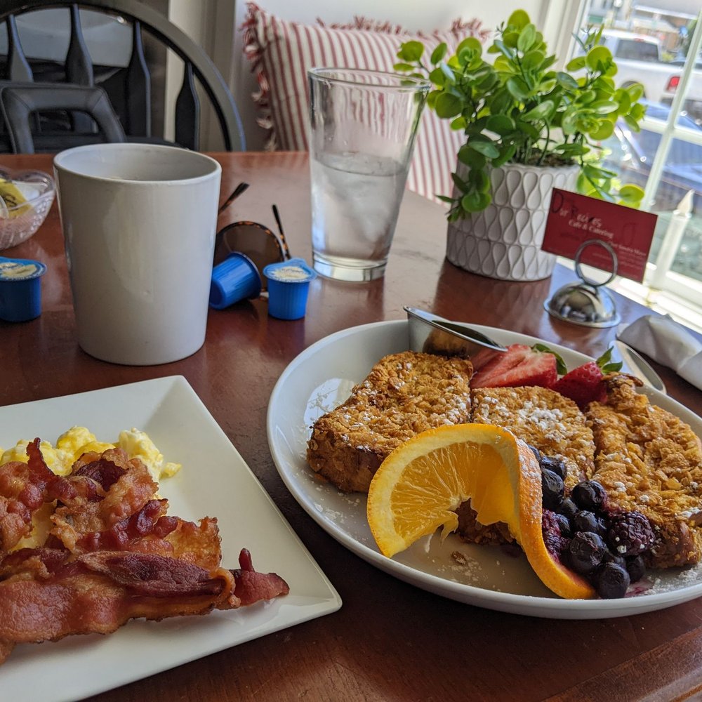 Our Recipes Cafe & Catering - Honey crunch french toast, bacon and eggs - Cafes Near Me - Halethorpe, Maryland Our Recipes Cafe & Catering - Honey crunch french toast, bacon and eggs - Cafes Near Me - Halethorpe, Maryland