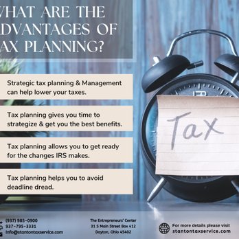 Stanton Tax Service LLC - Tax planning has many short-term and long-term benefits. Here are the few advantages of Tax Planning. - Tax Services Near Me - Dayton, Ohio Stanton Tax Service LLC - Tax planning has many short-term and long-term benefits. Here are the few advantages of Tax Planning. - Tax Services Near Me - Dayton, Ohio