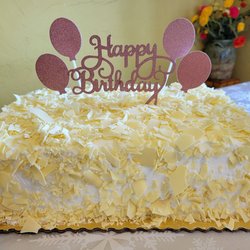 It's A Piece A Cake - Black Forest cake with white chocolate shaving. Birthday cake decorations from Amazon