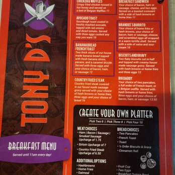 Tony D's - the menu for the restaurant - Steakhouses Near Me - New Palestine, Indiana Tony D's - the menu for the restaurant - Steakhouses Near Me - New Palestine, Indiana
