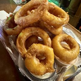 House battered onion rings. House battered onion rings.