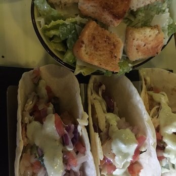 Group Ther-Happy - Shrimp tacos and side Cesar salad - Pizza Near Me - Lakewood, New York Group Ther-Happy - Shrimp tacos and side Cesar salad - Pizza Near Me - Lakewood, New York