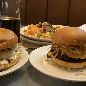 Society Burger - Spicy turkey & Okie burger - both were delicious!! And bacon cheese fries in the back - Burgers Near Me - Tulsa, Oklahoma