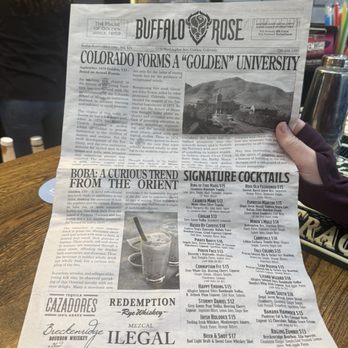 Buffalo Rose - Menu - Bars Near Me - Golden, Colorado