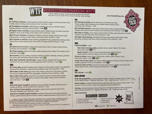 Menu photo 7 Velvet Taco Tulsa, OK