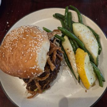 Century Grill - Brisket sandwich with a side of sautéed vegetables (one of many sides offered) - Kosher Near Me - Boca Raton, Florida Century Grill - Brisket sandwich with a side of sautéed vegetables (one of many sides offered) - Kosher Near Me - Boca Raton, Florida