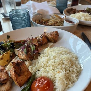 Chefika Cafe Mediterranean - Chicken kebab, veggies and rice - Mediterranean Near Me - Dallas, Texas Chefika Cafe Mediterranean - Chicken kebab, veggies and rice - Mediterranean Near Me - Dallas, Texas