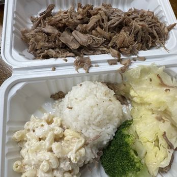 Moana Hawaiian BBQ - The mini Kalua Pork with Cabbage all separated out to see portions - Hawaiian Near Me - Vallejo, California