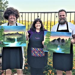 Painting with Rita - Gabby, Jeff, Rita, John & Michael - 7/18/2023
