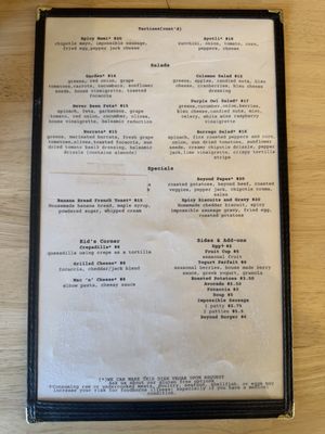 Menu photo 3 Purple Owl Cafe Julian, CA