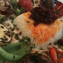 Caspian Persian Grill - Barberry rice and veggie kabob