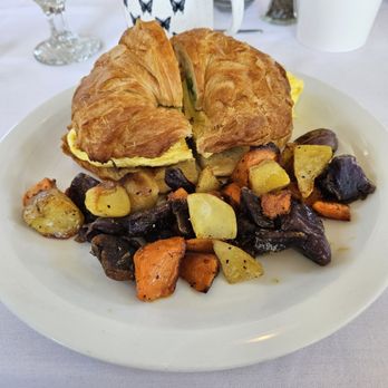 Mama’s Caffe - Breakfast Croissant Sandwich..Scrambled egg with cheese on a warm buttery croissant. Home potatoes. - Breakfast & Brunch Near Me - Lompoc, California