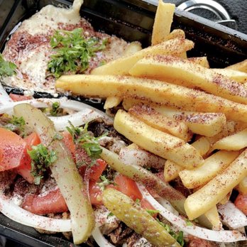 Beirut - Chicken Shawarma Plate, Fries, Hummus Dip and Pita - Lebanese Near Me - Austin, Texas