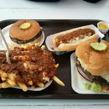Country Drive-In - Michigan fries, small burger, hotdog with the works, 1/2lb cheeseburger - Burgers Near Me - Clifton Park, New York Country Drive-In - Michigan fries, small burger, hotdog with the works, 1/2lb cheeseburger - Burgers Near Me - Clifton Park, New York