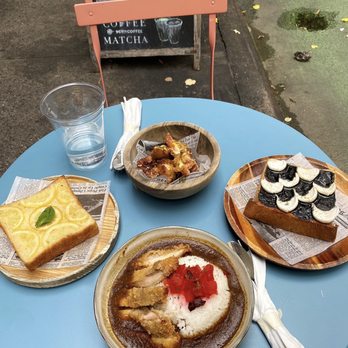 Davelle - Karaage Fried Chicken with Honey Mustard Black sesame and cream cheese toast Honey Lemon Toast Curry Rice - Japanese Near Me - New York, New York