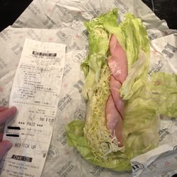 Jimmy John's - Receipt with the "sandwich" they made, not matching my order at all.