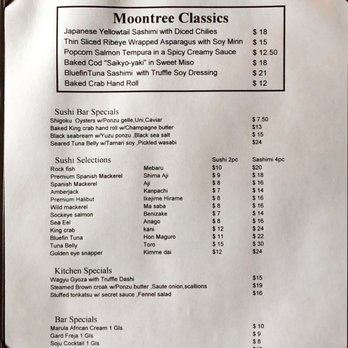 Moon Tree Sushi And Tapas - Menu - Sushi Bars Near Me - Seattle, Washington Moon Tree Sushi And Tapas - Menu - Sushi Bars Near Me - Seattle, Washington